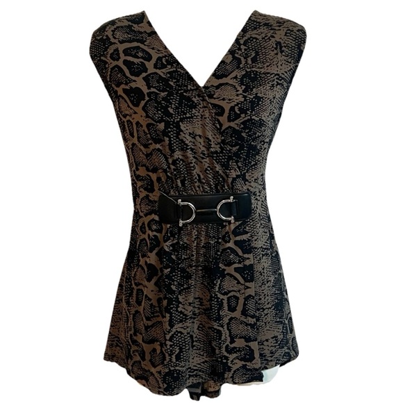 Alfani Women’s Sleeveless Pullover Blouse Tank Top Snake Print Animal V Neck L - Picture 1 of 7